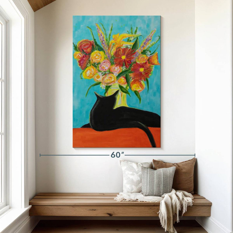 Harnek reposant un chat noir, H 51 po x l 34 po