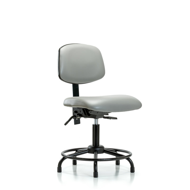 Kacey Vinyl Drafting Chair, Dove, Glides, Not Included