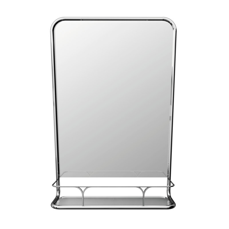 Boogie Rectangle Brass Beveled Wall Mirror, Polished Nickel