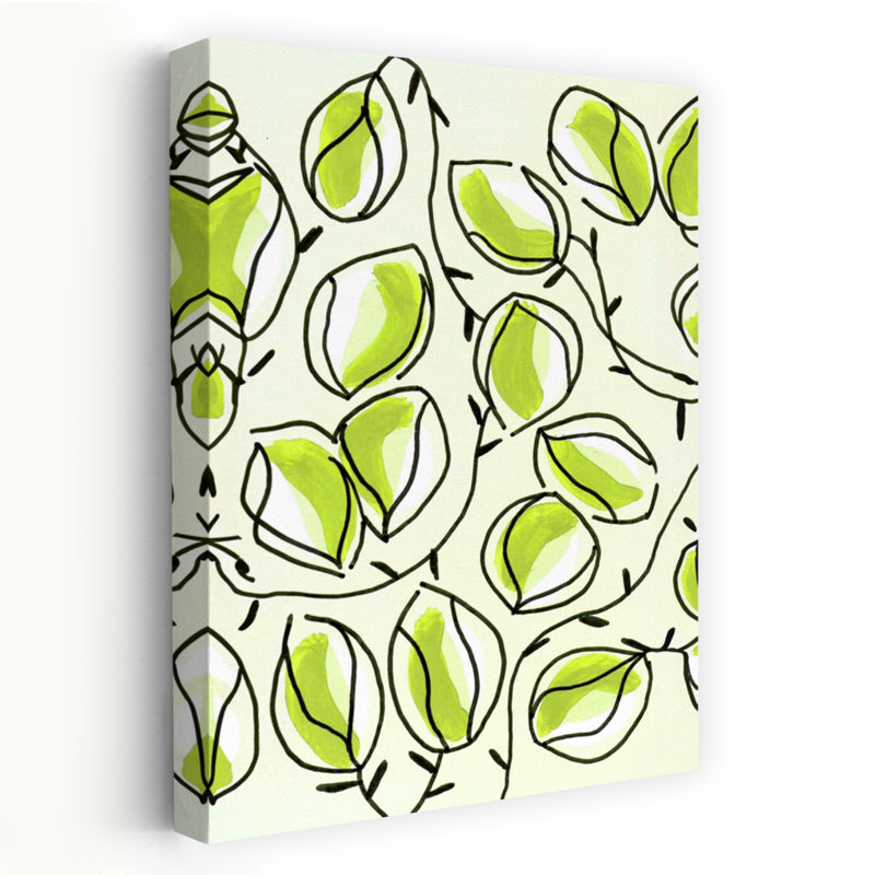 "Seed Pods Chartreuse", art mural contemporain ludique, H 18 po x l 12 po