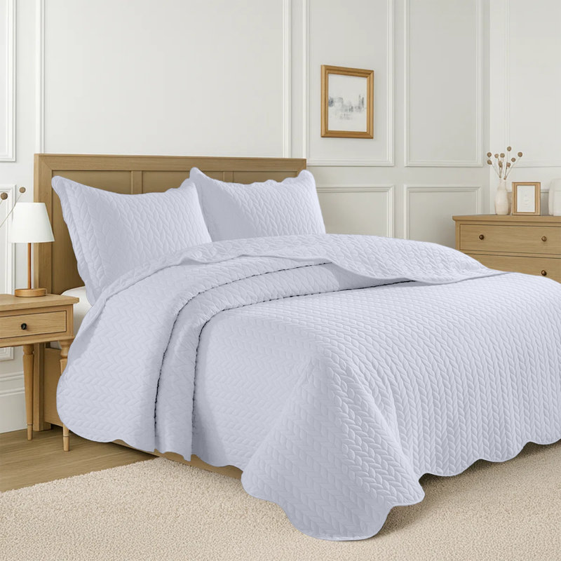 Ensemble de couvre-lit matelassé embossé - Couvre-lit en microfibre ultra doux avec taies décoratives, literie de style hôtel pour tous les lits