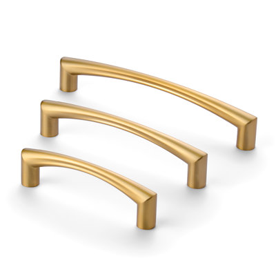 New Collection 3.75" (96mm) Center to Center Gold Modern Curved Arch Cabinet Drawer Pulls  