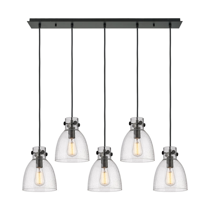 Luminaire suspendu grappe 5 lumières Amrith, Bullé, Noir mat