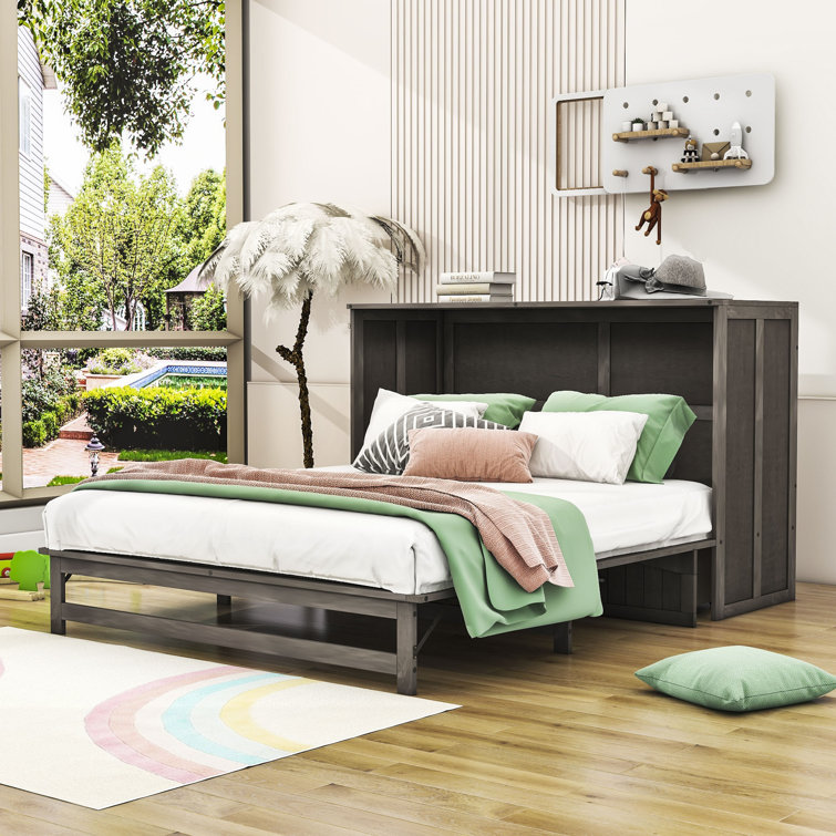 Wylda Queen Size One Drawer Murphy Bed with Build-in Charging Station