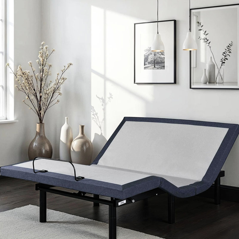Adjustable Twin Xl Bed Base, One Touch Return, Head & Foot Position Changes, Three Vibration Modes, Tv/Zero Gravity/Lounge Preset Positions, 2 Charging Ports, Under Led Lighting, Center Folding, 850