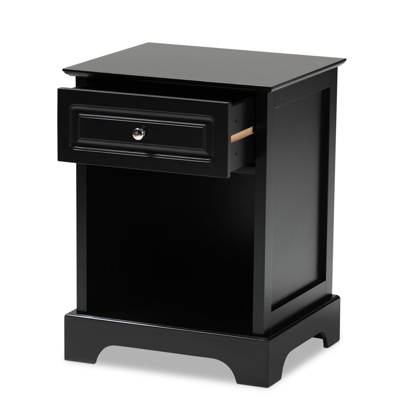 47.5cm W Manufactured Wood Bedside Table, Black