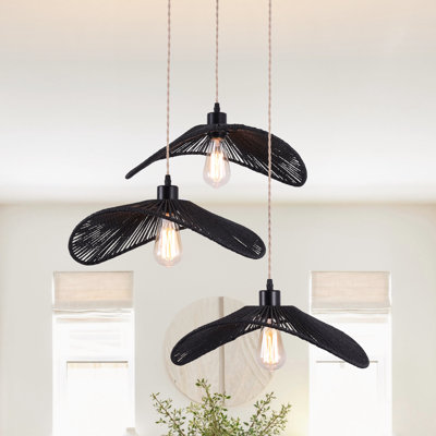 Luminaire suspendu en rotin 3 lumières