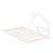 White Twin Size Floor Bed With Enchanting House-Shaped Headboard - Solid Pine Wood + Build, Bedroom Wonder Bed, For Comfort-947678613-947678619