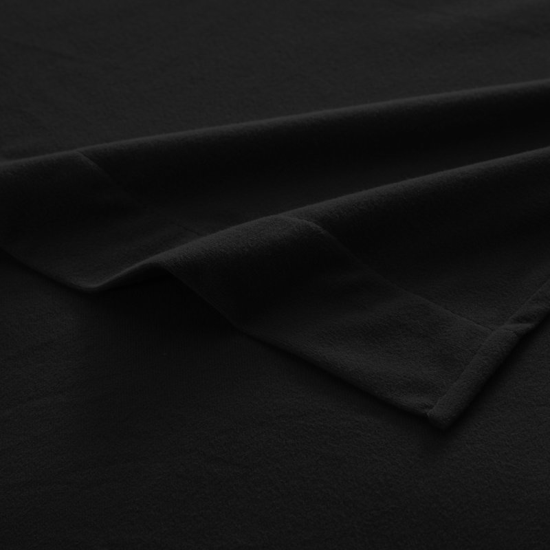 Draps en flanelle de coton de couleur unie avec poches très profondes et douillettes, Double, Noir
