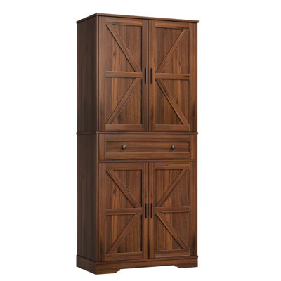 Armoire de cuisine de 71 po de hauteur avec 4 portes, 6 tablettes et 1 tiroir, armoire de rangement autoportante pour la salle à manger, la salle de bain, la salle de lavage et le salon