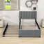 Lit plateforme tapissier en bois avec lit gigogne et tête de lit-1031538343-1031538342