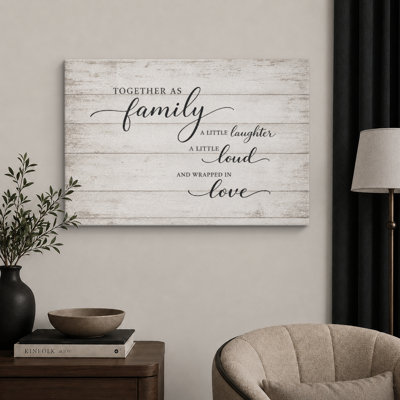 "Together as Family Farmhouse Quote", salon, photos, impression sur toile encadrée