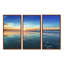 «Blue Seashore with Distant Sunset» - Photographie de cadre flottant 3 pièces sur toile-1677059417-1631062771