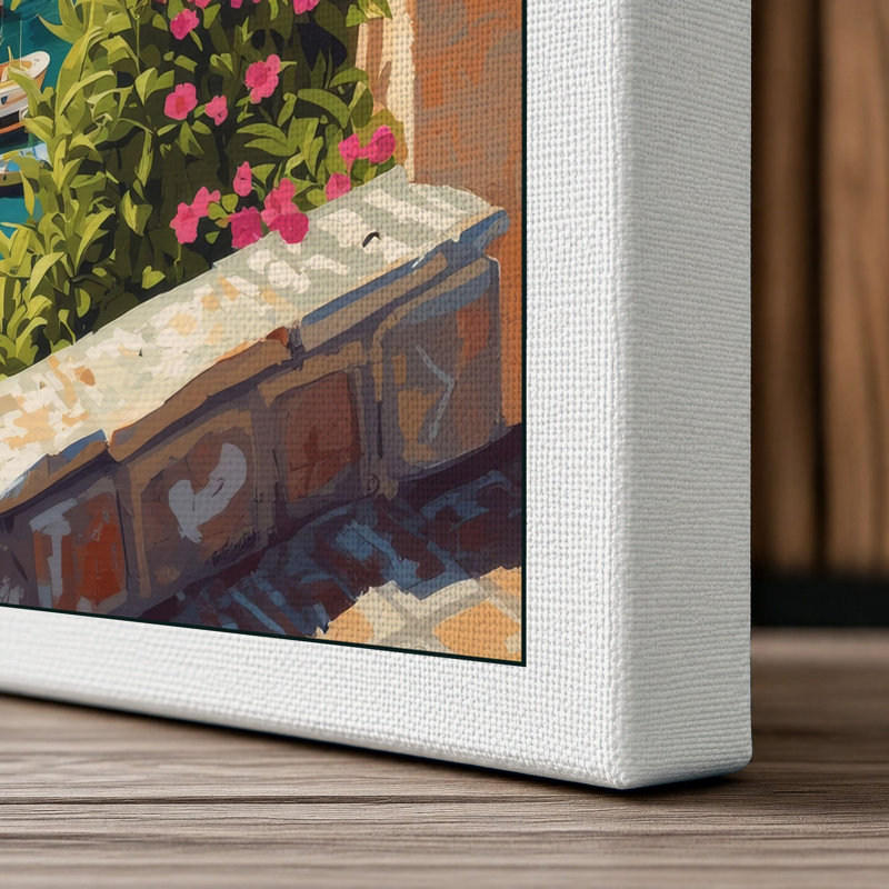 Mediterranean Village Coastal - Wrapped Canvas, 30x20 - 76.2 x 50.8 cm, White Border