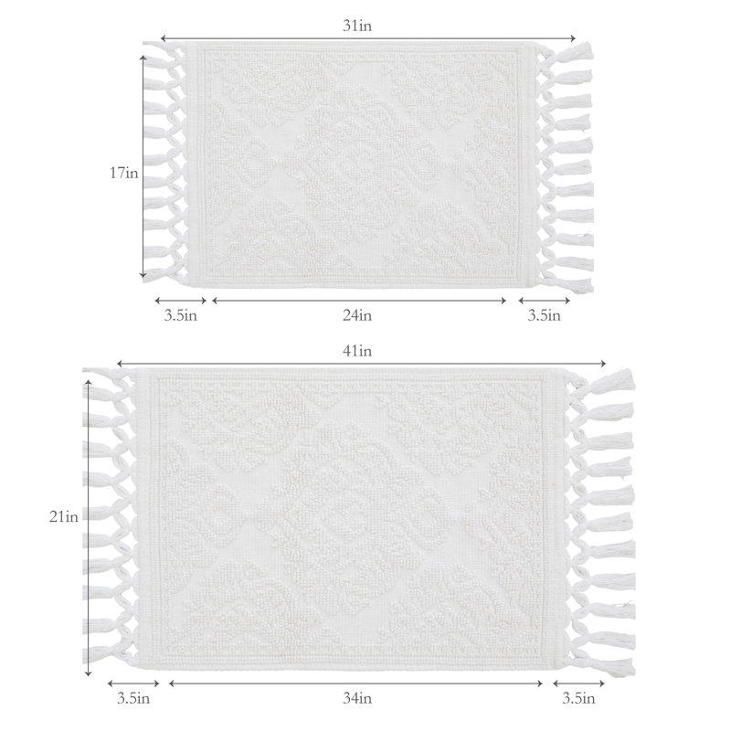 Ricardo 2 Piece Bath Rug Set, White