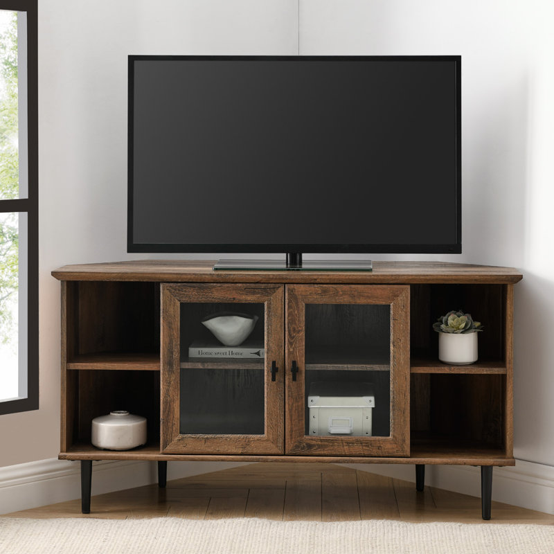 Clinton Unfinished Corner TV Stand for TVs up to 55", Rustic Oak