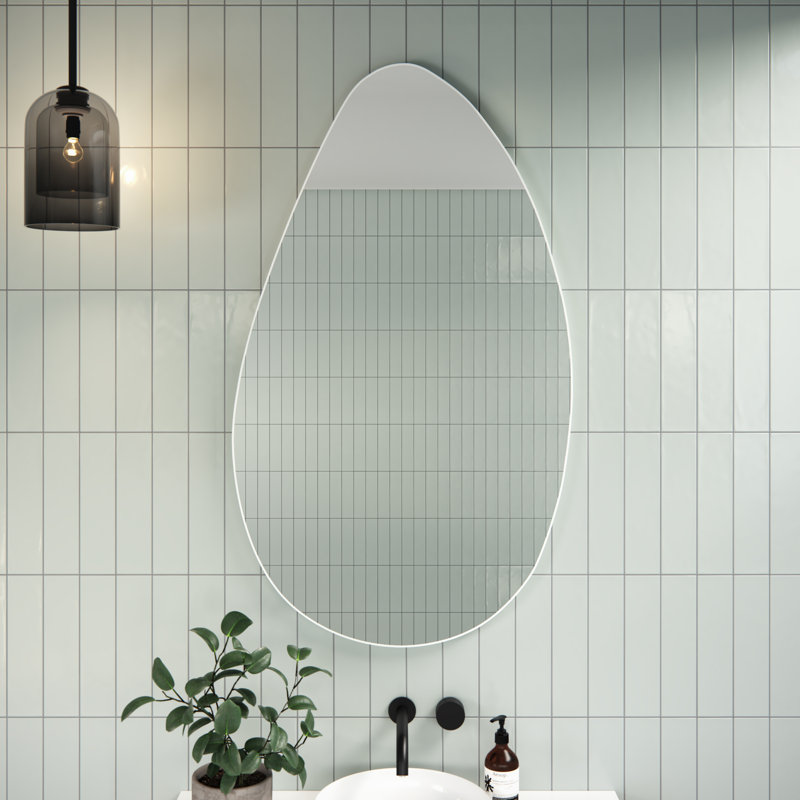 Miroir Starla, 28 po x 48 po, Blanc, Asymétrique