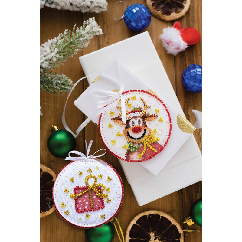 Ensemble de décoration de Noël brodé de perles d'invité par Abris Art ABT-004