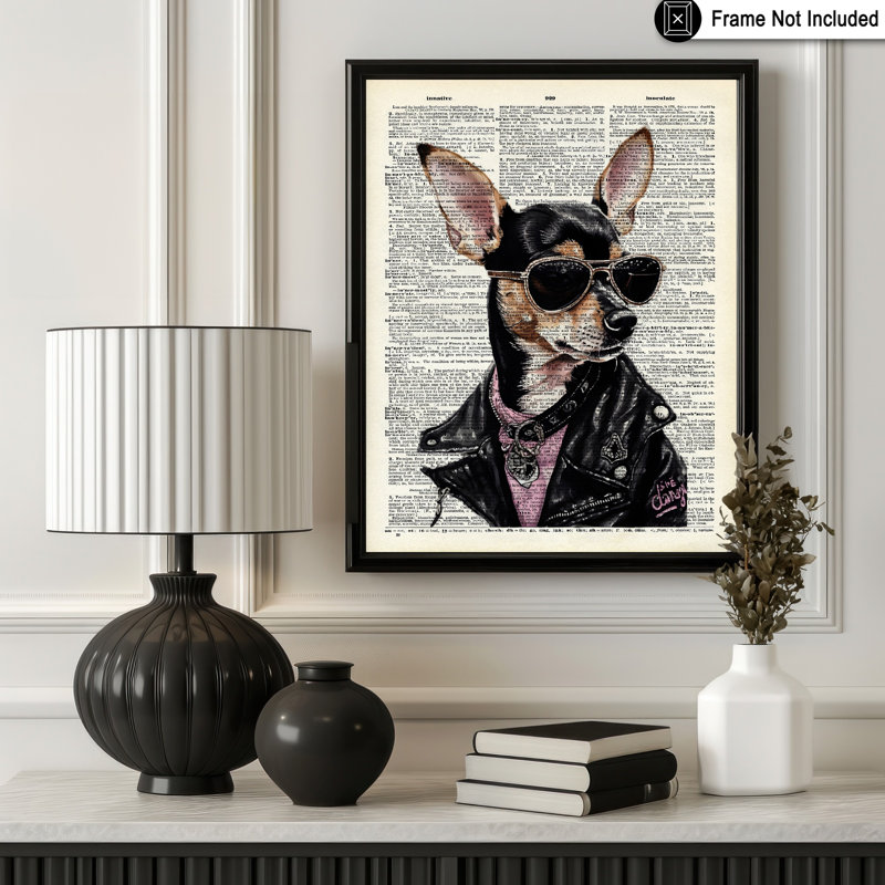 Chihuahua dans les lunettes de soleil No3, H 12 po x l 16 po, Affiche, Sans cadre