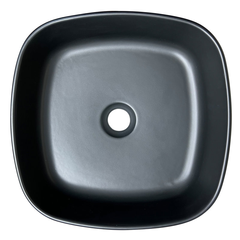 Regatta Poured Square Vessel Bathroom Sink, Matte Black
