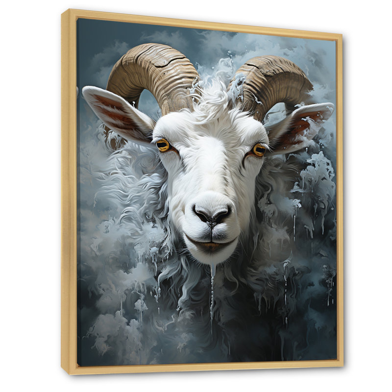Moody minimalisme mouton sur toile, Cadre naturel flottant, 20" H x 12" W