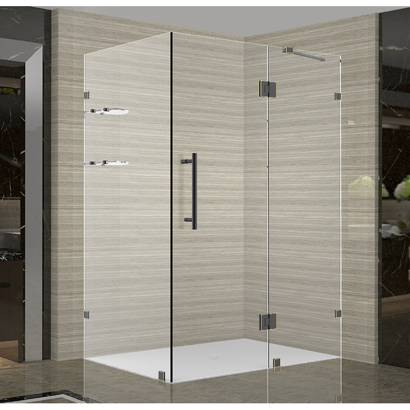 Avalux GS 48" x 72" Rectangle Hinged Shower Enclosure, Clear, Stainless Steel