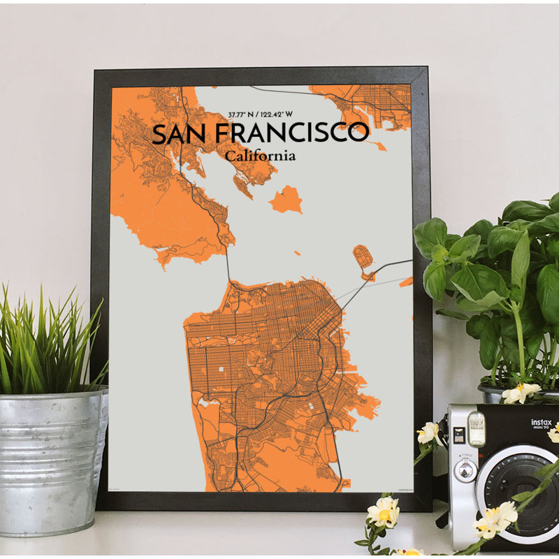 San Francisco City Map 1 Piece Wall Art, 91.4cm H x 61cm W x 0.13cm D