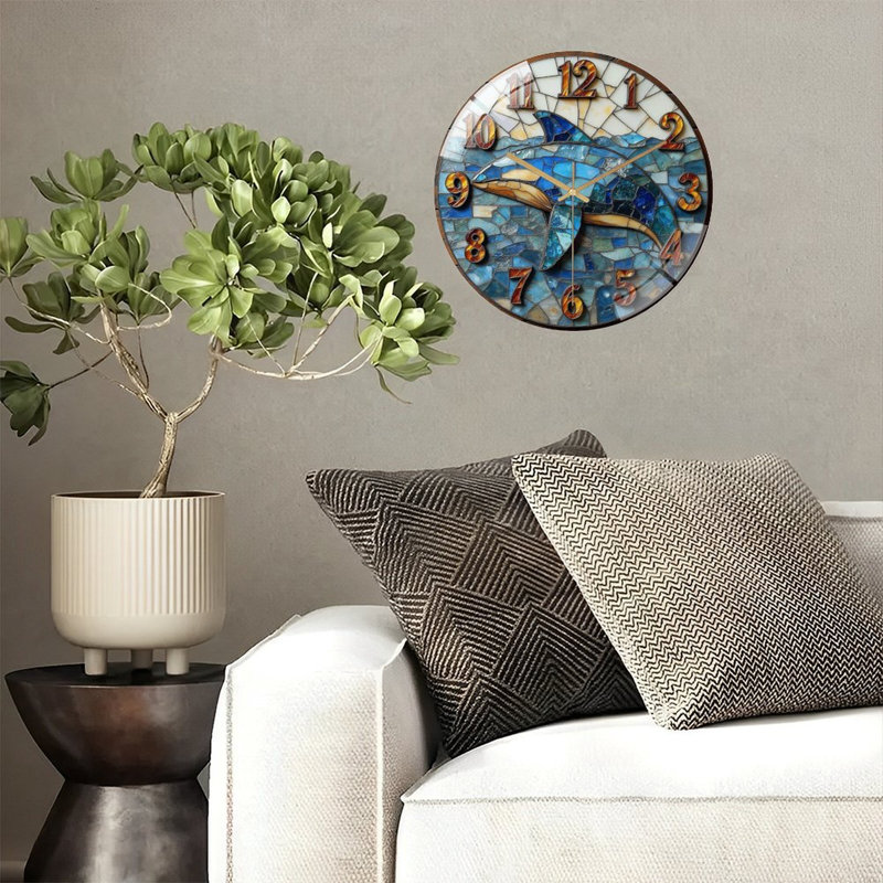 Horloge murale pour décoration nautique - Horloge murale moderne en verre 12 po