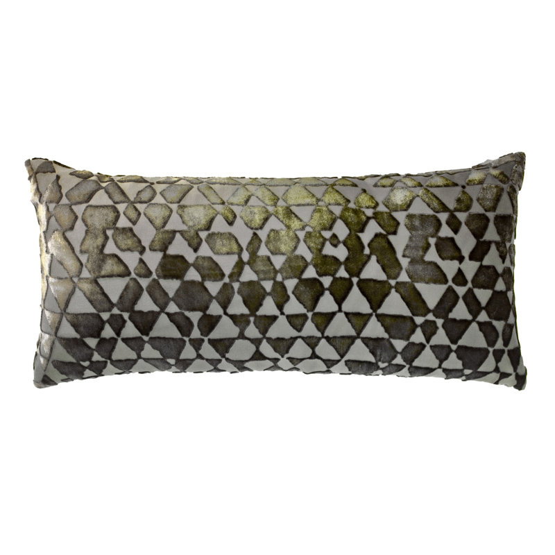 Triangles Rectangle Velvet Pillow Cover & Insert, 7" x 15", Oregano