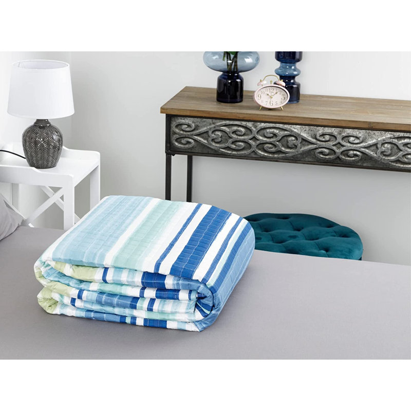 Polyester Microfiber Quilt, W260 x L260cm, White/Yellow