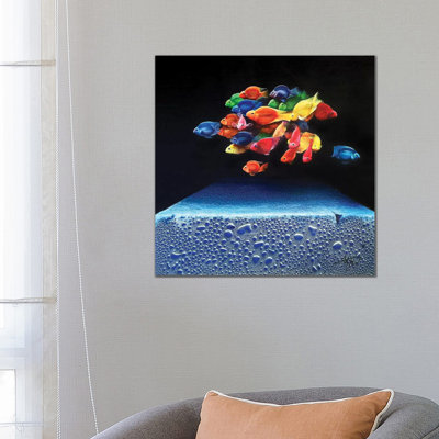 Coloured Fish 1 Piece Wrapped Canvas Wall Art