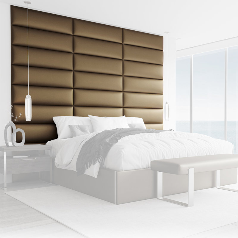 Sapan Upholstered Headboard, Faux Leather Jet Black, Queen