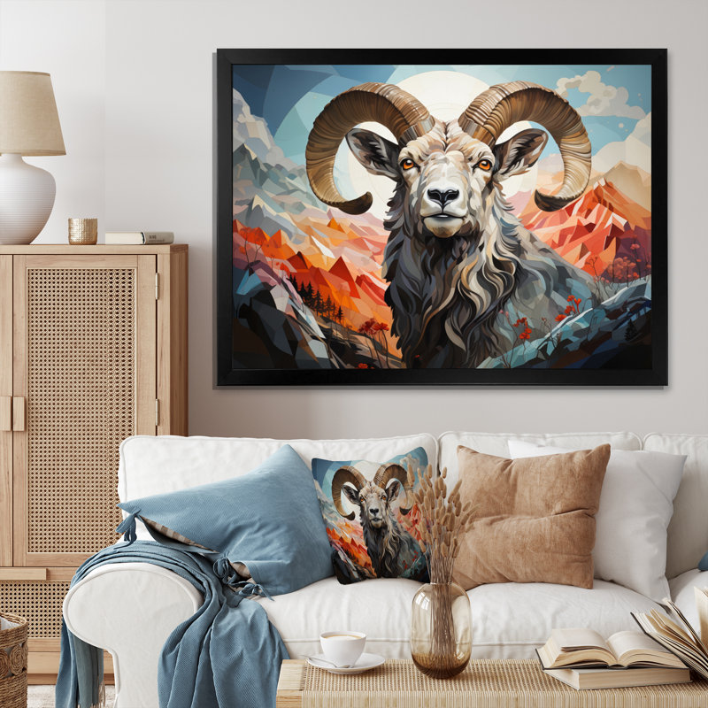 Goat Mountain Guardian géométrique, Cadre photo noir, H 16 po x l 32 po x P 1 po