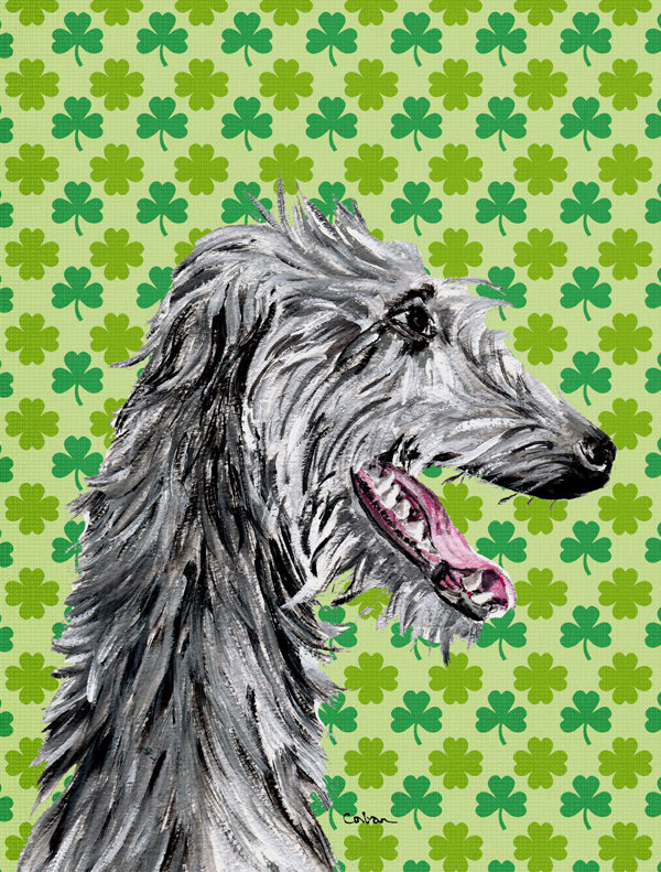 Drapeau de jardin à 2 côtés st. patrick day trèfle, Deerhound écossais 2
