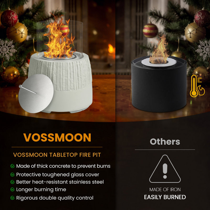 Mgo Ethanol Tabletop Fireplace with Flame Guard