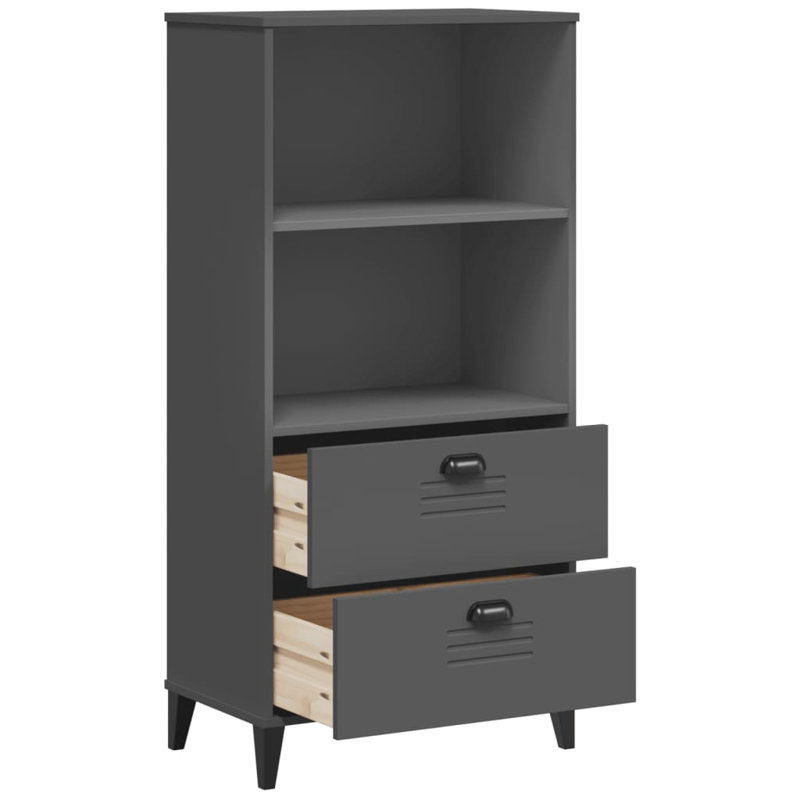 Allaya 123cm H x 60cm W Bookcase, Anthracite Grey