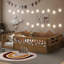 Lit à plancher double naturel, rails hauts, lit en bois avec tablette à DEL et de rangement, améliore le sommeil, le rangement et l'espace sécuritaire confortable