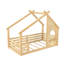 Kids Twin Solid Wood House Floor Bed With Window And Small Shelf-135460951-135460949