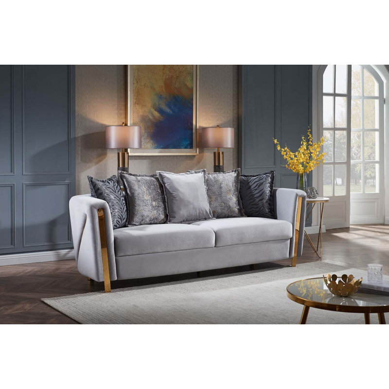 Nahri 90'' Sofa, Gray Velvet