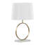 Lampe de table Moon contemporaine en marbre blanc, métal doré et abat-jour blanc