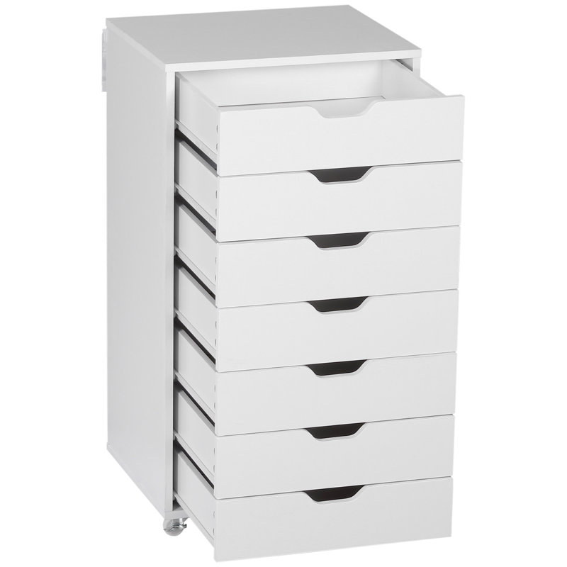 Mahaylia Vertical Filing Cabinet File Cabinet on Wheels, 90cm H x 47.5cm L x 39.5cm W, White/White