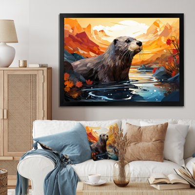 «Yellow Otter Playful River Dweller» sur toile