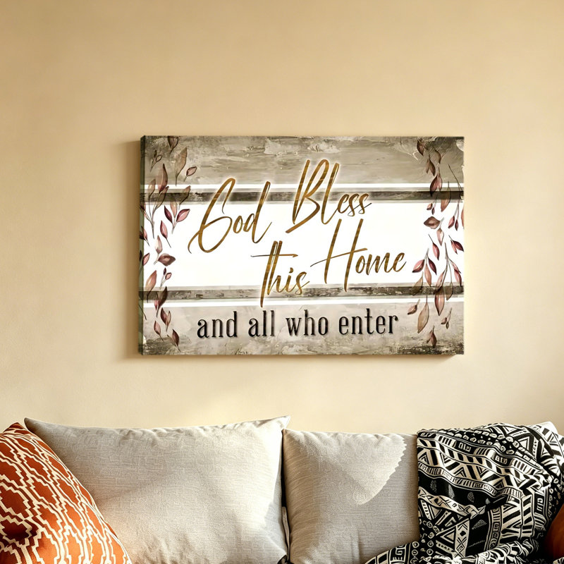 «God Bless This Home And All Who Entrée», peinture sur toile, 24x36inch