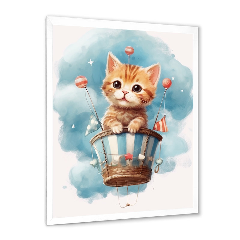 «Nursery Kitten Cuddles II», reproduction sur toile, H 32 po x l 16 po x P 1 po, Cadre photo blanc