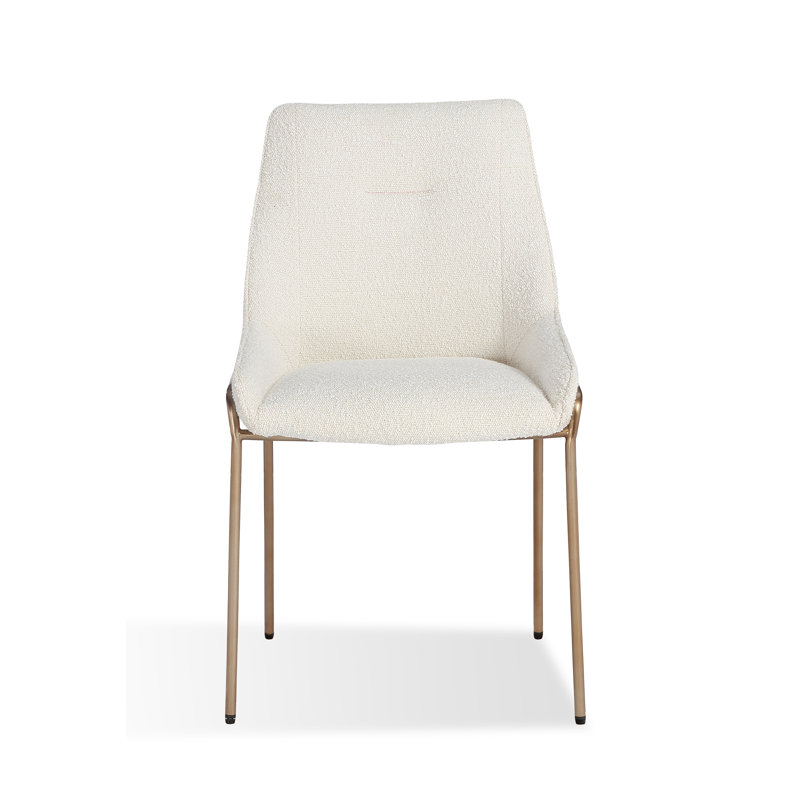 19.5'' H Linen Blend Upholstered Metal Side Chair, Cottage Cheese