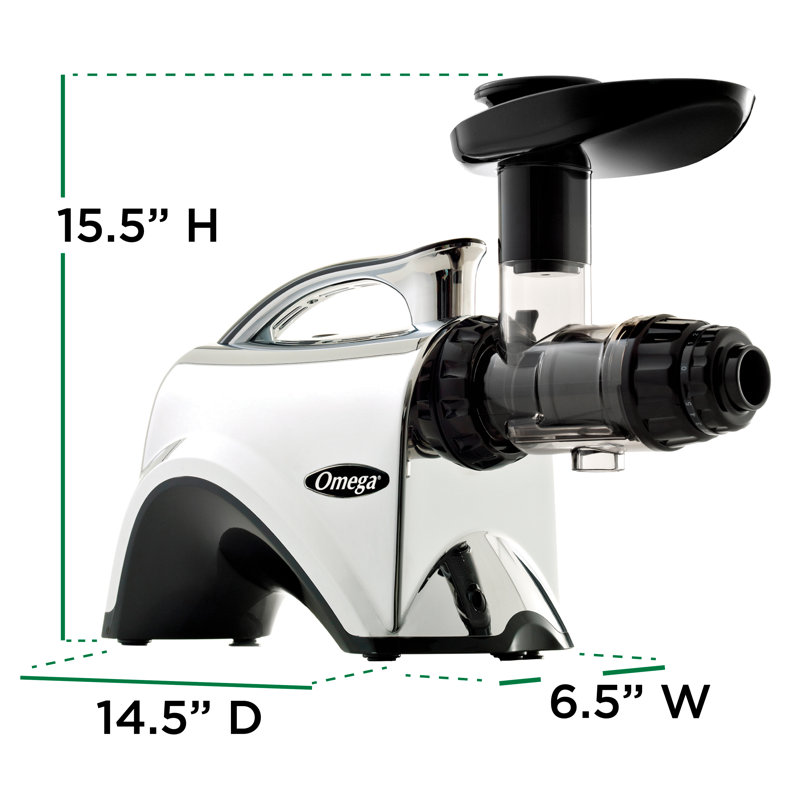 Omega Cold Press Premium Low-Speed Horizontal Juicer With Nutrition System, In Silver, Chrome