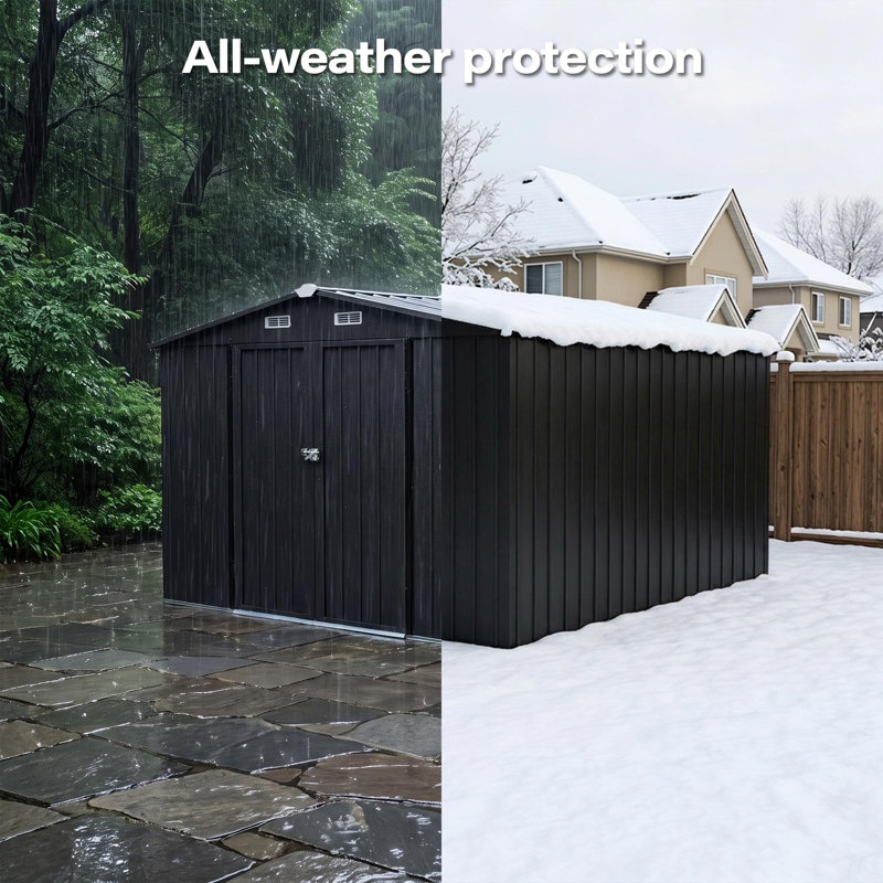 Decksplore 10 ft. W x 12 ft. D Outdoor Storage Shed with Lockable Metal Garden Tool Shed