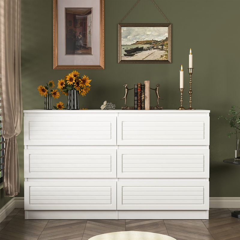 Commode double 6 tiroirs Modern White