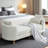 77.17" Chenille Upholstered Bench with Armrests and 2 Pillows-817187171