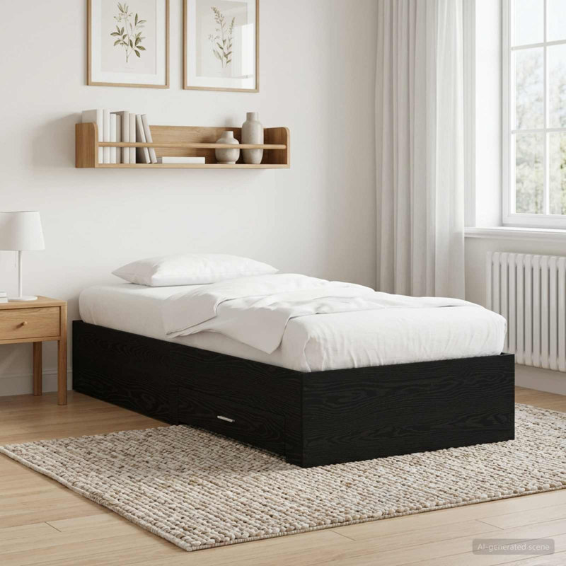 Bed Frame, Black Oak